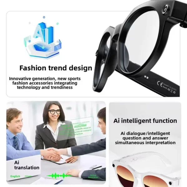 H2968dba3e62d4549a5cfe582c3c303e7J-3.webp Ai Smart Glasses With Camera Waterproof Wireless Music Call Video Recording Photo Recognition For Vlog
