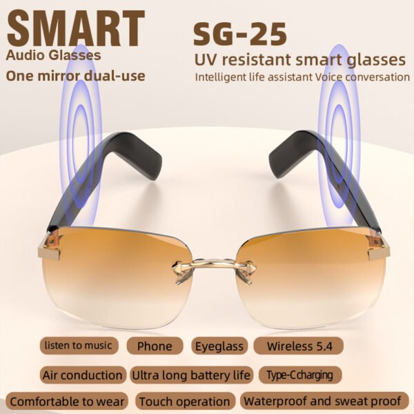 H4913187b3e234ab6bfa3943582d71c64Z-1.jpg_960x960q80-1.jpg Smart Glasses Wireless Open Ear Music Touch Control Ai Assistant Rechargeable Photo Remote Control Audio Eyewear