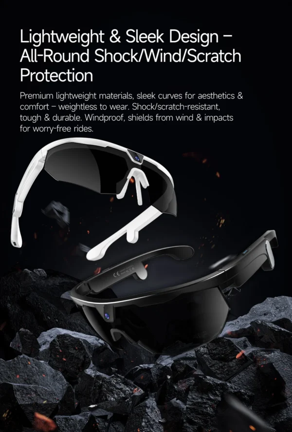 Ai Translation Smart Glasses With 8mp Camera Bluetooth Calling Noise Reduction Ip66 Waterproof Video Recording Sunglasses