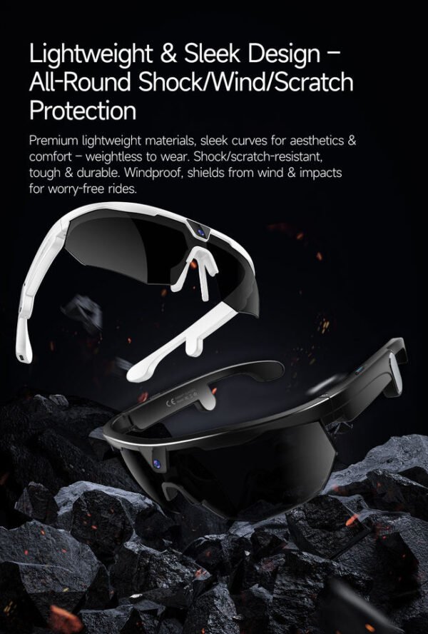 Ai Translation Smart Glasses With 8mp Camera Bluetooth Calling Noise Reduction Ip66 Waterproof Video Recording Sunglasses