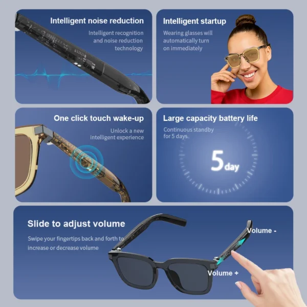 Multifunctional Smart Sunglasses Wireless Bluetooth Earphone And Speaker Wearable Ai Device Smart Ai Glasses For Men Women