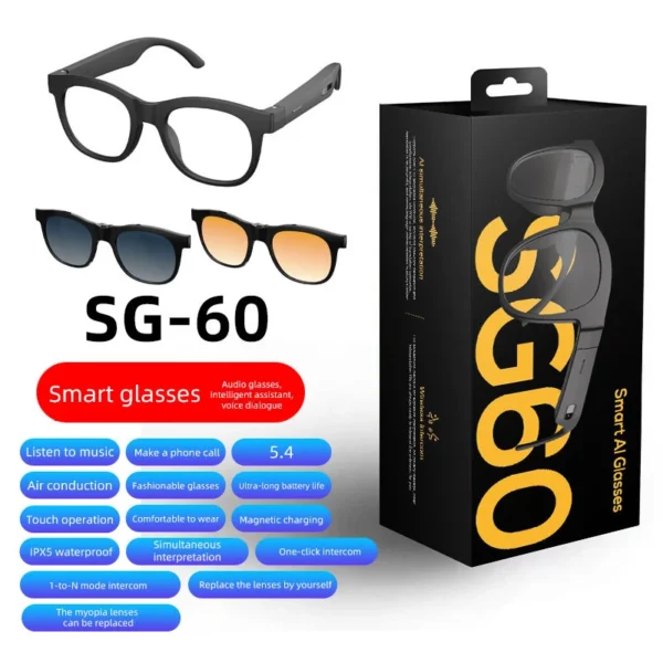 H7e0d6f52177248ffad4738c5024df3a2x.webp Ai Smart Audio Glasses Open Ear Bluetooth Earbuds Music Calling Touch Control Voice Assistant Translation Sports Sunglasses