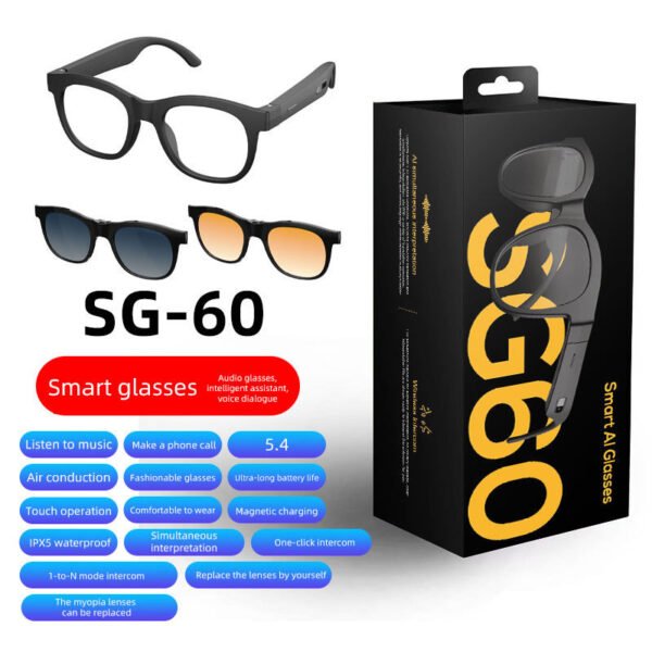 H7e0d6f52177248ffad4738c5024df3a2x.jpg_960x960q80.jpg Ai Smart Audio Glasses Open Ear Bluetooth Earbuds Music Calling Touch Control Voice Assistant Translation Sports Sunglasses
