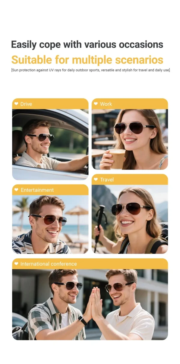 Hb648256c96304a84bd0b4a74f6e5a37fy-1.webp Smart Glasses Bt5.4 Ai Translation Hands-free Calling Music Anti-blue Light Life Waterproof 50mah+50mah 1080p Smart Sunglasses