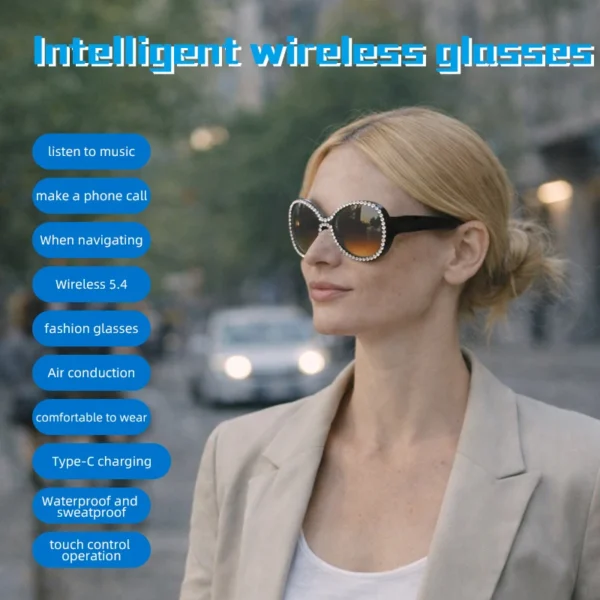 Hc5ae5c216bfc4d0cb6351a19b0bebcb9C.webp Windproof Smart Glasses For Driving Navigation Ai Audio Open Ear Headphones Bluetooth Calling Uv Protection Women Sunglasses
